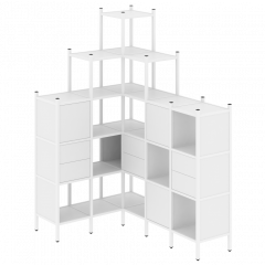 Loft Угловой внутренний стеллаж наборный VR.L-43 Белый бриллиант/Белый металл 1278*1694*2280