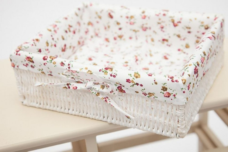 Комод с 5-ю корзинами и 5-ю ящиками Secret De Maison CABAS ( mod. 4323 ), paulownia, мдф, 50x30x73см, butter white (слоновая кость), ткань -розочки