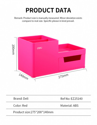 Органайзер настольный Deli EZ25140 Rio 4отд. 175x90x92мм розовый пластик