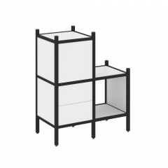 Loft Прямой стеллаж наборный VR.L-11 Белый бриллиант/Чёрный металл 862*446*1047