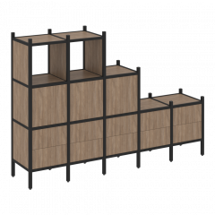 Loft Прямой стеллаж наборный VR.L-19 Дуб аризона/Чёрный металл 2110*446*1458