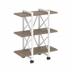 Loft Стеллаж на колесных опорах-3 полки VR.L-MST.K-3.4V Тиквуд тёмный/Белый металл 800*400*968