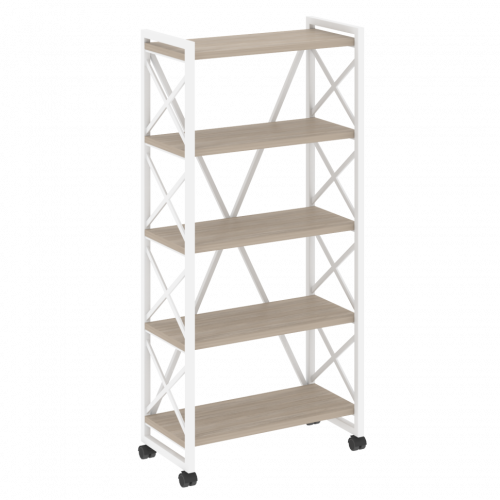Loft Стеллаж на колесных опорах-5 полок VR.L-MST.K-5.8 Дуб аттик/Белый металл 800*400*1704