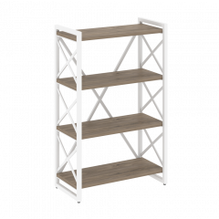 Loft Стеллаж на регулируемых опорах-4 полки VR.L-MST.O-4.8 Тиквуд тёмный/Белый металл 800*400*1280