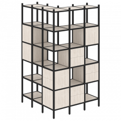 Loft Угловой внешний стеллаж наборный VR.L-53 Денвер светлый/Чёрный металл 1278*1278*2280