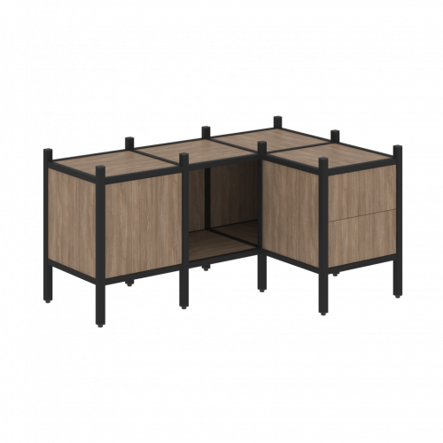 Loft Угловой внутренний стеллаж наборный VR.L-26 Дуб аризона/Чёрный металл 1278*862*636