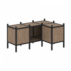 Loft Угловой внутренний стеллаж наборный VR.L-26 Дуб аризона/Чёрный металл 1278*862*636