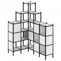 Loft Угловой внутренний стеллаж наборный VR.L-43 Белый бриллиант/Чёрный металл 1278*1694*2280