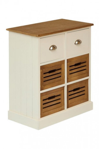 Комод с 6 ящиками Secret De Maison BOLLARD ( mod. HX13-416 ), paulownia, мдф, 70x32x60см, butter white/brown (слоновая кость/коричневый)