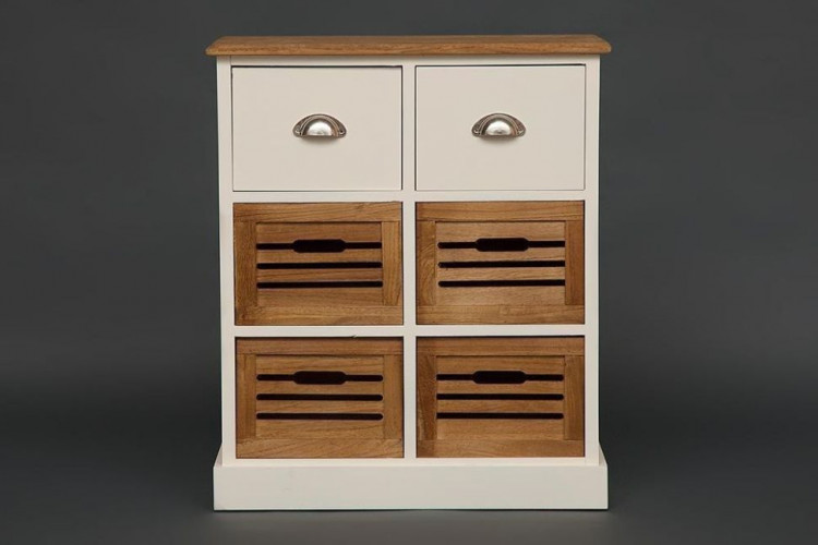 Комод с 6 ящиками Secret De Maison BOLLARD ( mod. HX13-416 ), paulownia, мдф, 70x32x60см, butter white/brown (слоновая кость/коричневый)