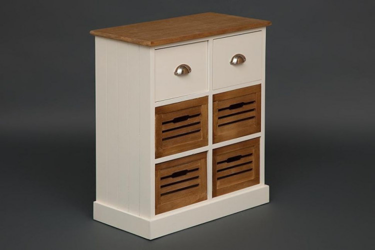 Комод с 6 ящиками Secret De Maison BOLLARD ( mod. HX13-416 ), paulownia, мдф, 70x32x60см, butter white/brown (слоновая кость/коричневый)