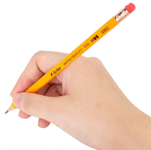 Карандаш ч/г Deli EC003-HB Scribe HB шестигран. тополь желтый карт.кор. (12шт) ластик