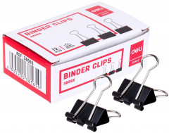 Зажимы Deli E38565 металл 19мм черный (упак.:12шт) картонная коробка