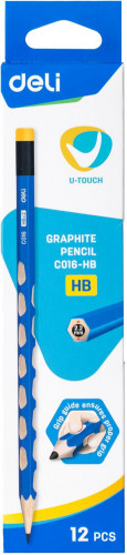 Карандаш ч/г Deli EC016-HB U-Touch HB шестигран. синий (12шт) ластик