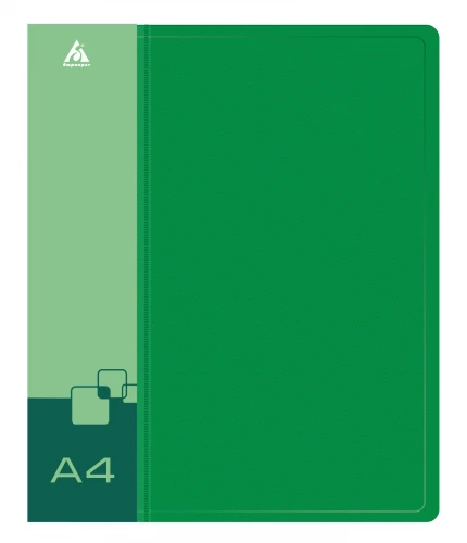 Папка на 4-х D-кольцах Бюрократ -0840/4DGRN A4 пластик 0.8мм кор.40мм внутр. с вставкой зеленый
