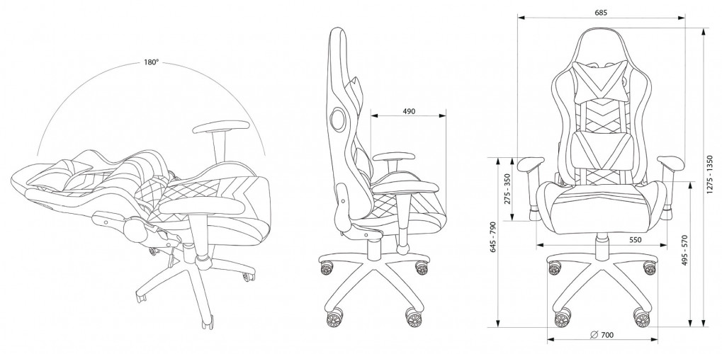 Кресло игровое Cactus с RGB-подсветкой черный эко.кожа с подголов. крестов. сталь