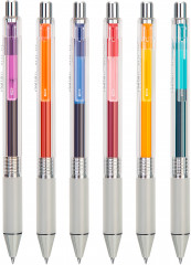 Набор ручек гелев. автоматическая Deli A123 прозрачный d=0.5мм ассор. черн. (6шт) резин. манжета 6цв.