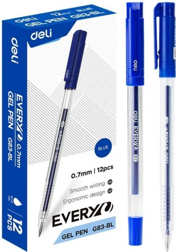Ручка гелев. Deli EveryU EG83-Bl прозрачный d=0.7мм син. черн. 1стерж. кругл.