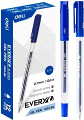 Ручка гелев. Deli EveryU EG83-Bl прозрачный d=0.7мм син. черн. 1стерж. кругл.