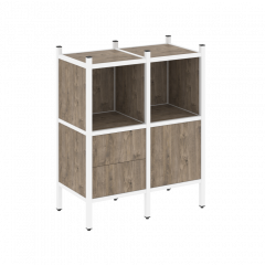 Loft Прямой стеллаж наборный VR.L-02 Тиквуд тёмный/Белый металл 862*446*1047