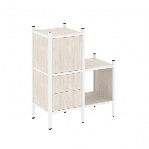 Loft Прямой стеллаж наборный VR.L-11 Денвер светлый/Белый металл 862*446*1047