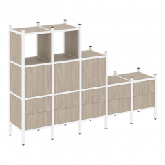 Loft Прямой стеллаж наборный VR.L-19 Дуб аттик/Белый металл 2110*446*1458