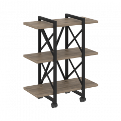 Loft Стеллаж на колесных опорах-3 полки VR.L-MST.K-3.4V Тиквуд тёмный/Чёрный металл 800*400*968