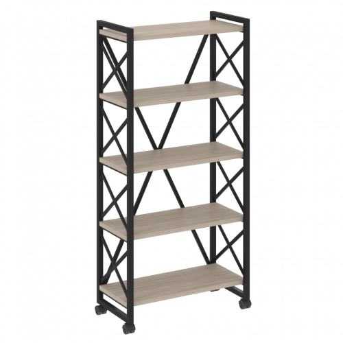 Loft Стеллаж на колесных опорах-5 полок VR.L-MST.K-5.8 Дуб аттик/Чёрный металл 800*400*1704