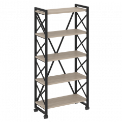 Loft Стеллаж на колесных опорах-5 полок VR.L-MST.K-5.8 Дуб аттик/Чёрный металл 800*400*1704