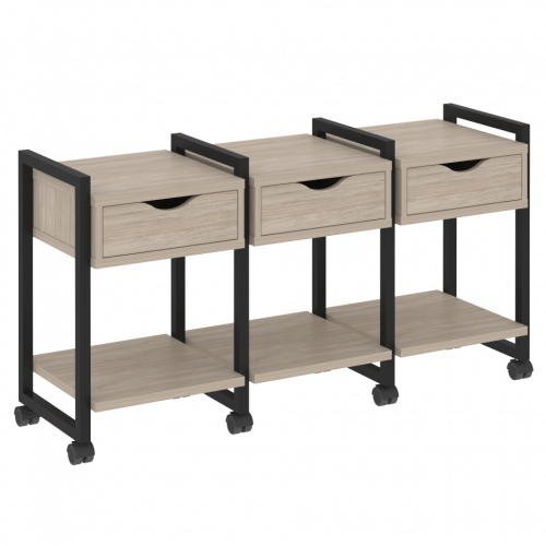 Loft Тумба на колесных опорах наборная. Вариант №4 VR.L-TN-4.K Дуб аттик/Чёрный металл 1440*460*767