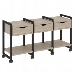 Loft Тумба на колесных опорах наборная. Вариант №4 VR.L-TN-4.K Дуб аттик/Чёрный металл 1440*460*767