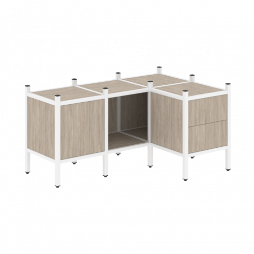 Loft Угловой внутренний стеллаж наборный VR.L-26 Дуб аттик/Белый металл 1278*862*636