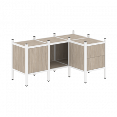 Loft Угловой внутренний стеллаж наборный VR.L-26 Дуб аттик/Белый металл 1278*862*636