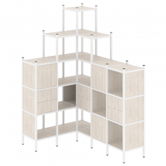 Loft Угловой внутренний стеллаж наборный VR.L-43 Денвер светлый/Белый металл 1278*1694*2280