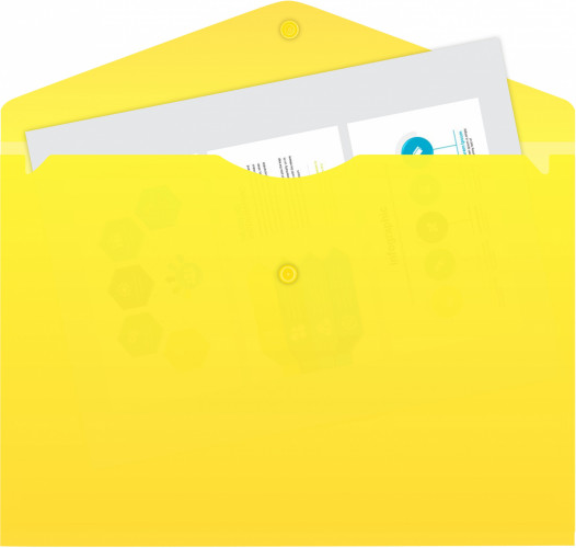 Конверт на кнопке Бюрократ -PK803ANYEL A4 непрозрачный пластик 0.18мм желтый
