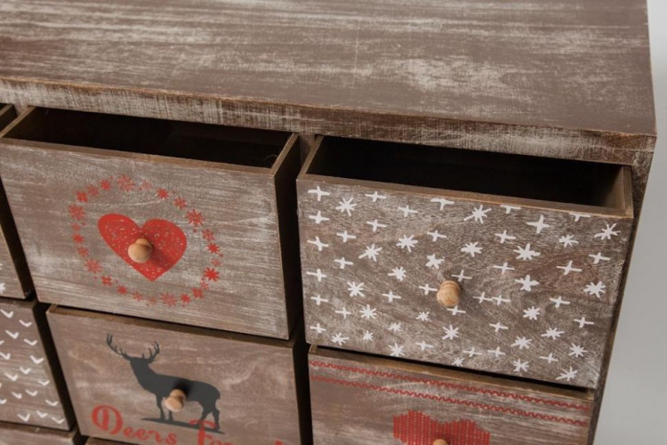 Комод с 9 ящиками Secret De Maison CHRISTMAS 9 ( mod. HX16-007NS ), paulownia, мдф, 80х33х85см, brown antique/ash christmas