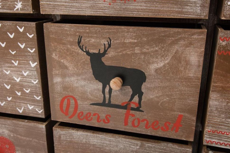 Комод с 9 ящиками Secret De Maison CHRISTMAS 9 ( mod. HX16-007NS ), paulownia, мдф, 80х33х85см, brown antique/ash christmas