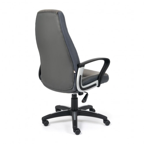 Кресло INTER, кож/зам/флок/ткань, серый/металлик, C-36/29/TW-12