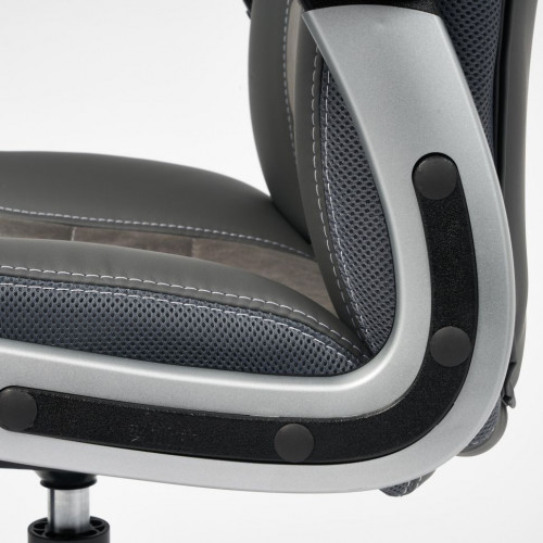 Кресло INTER, кож/зам/флок/ткань, серый/металлик, C-36/29/TW-12