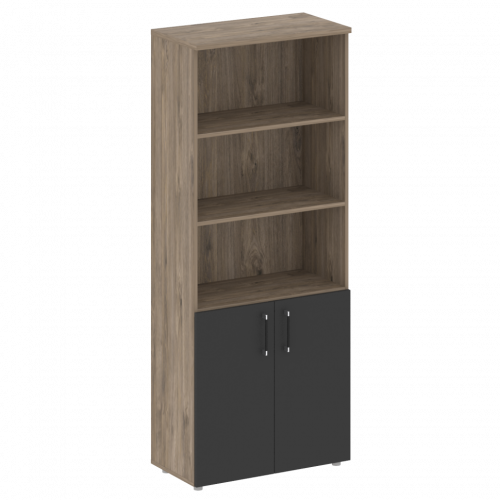 Shift Шкаф высокий широкий (2 низких фасада ЛДСП) SK.ST-1.1 Тиквуд тёмный/Антрацит 800*420*1977