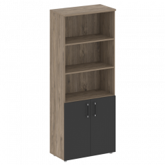 Shift Шкаф высокий широкий (2 низких фасада ЛДСП) SK.ST-1.1 Тиквуд тёмный/Антрацит 800*420*1977