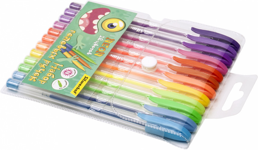 Набор ручек гелев. Silwerhof Монстрики Neon d=1мм блистер (12шт) 12цв. неоновые чернила