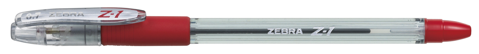 Ручка шариков. Zebra Z-1 (24163) d=0.7мм красн. черн. сменный стержень линия 0.5мм резин. манжета красный
