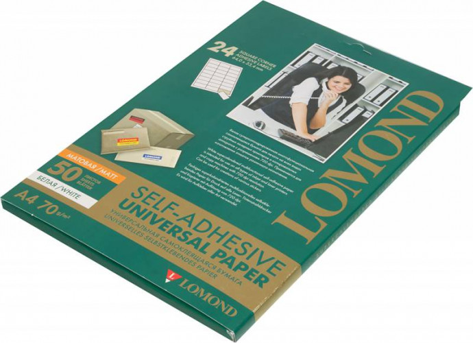 Этикетки Lomond 2100175 A4 33.4x64мм 24шт на листе/50л./белый самоклей. универсальная (с покрытием)
