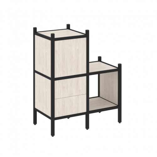 Loft Прямой стеллаж наборный VR.L-11 Денвер светлый/Чёрный металл 862*446*1047