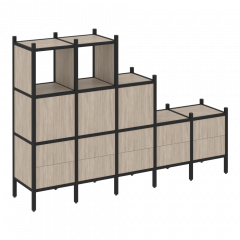 Loft Прямой стеллаж наборный VR.L-19 Дуб аттик/Чёрный металл 2110*446*1458