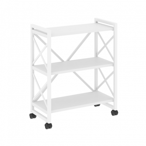 Loft Стеллаж на колесных опорах-3 полки VR.L-MST.K-3.8 Белый бриллиант/Белый металл 800*400*968