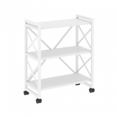 Loft Стеллаж на колесных опорах-3 полки VR.L-MST.K-3.8 Белый бриллиант/Белый металл 800*400*968