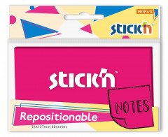 Блок самоклеящийся бумажный Stick`n 27079 76x126мм 80лист. 70г/м2 пурпурный неон 1цв.в упак.