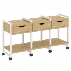 Loft Тумба на колесных опорах наборная. Вариант №4 VR.L-TN-4.K Тиквуд светлый/Белый металл 1440*460*767